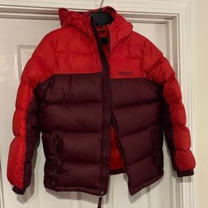 Marmot Two-Tone Red and Burgundy Puffer Jacket